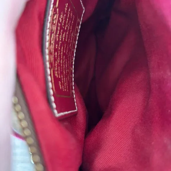 Coach Signature Shoulder Crossbody Bag Cranberry Stripe, Trim, Strap 2 Hangtags - Picture 8 of 8